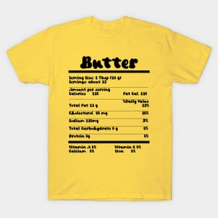 Butter Nutrition Facts Food Calories Holiday Thanksgiving T-Shirt